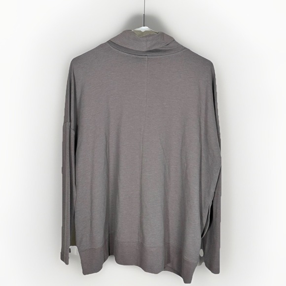 J Jill PureJill Size Medium Sweatshirt Gray Stretch Pockets Cowl neck 3/4 Sleeve - Picture 5 of 7
